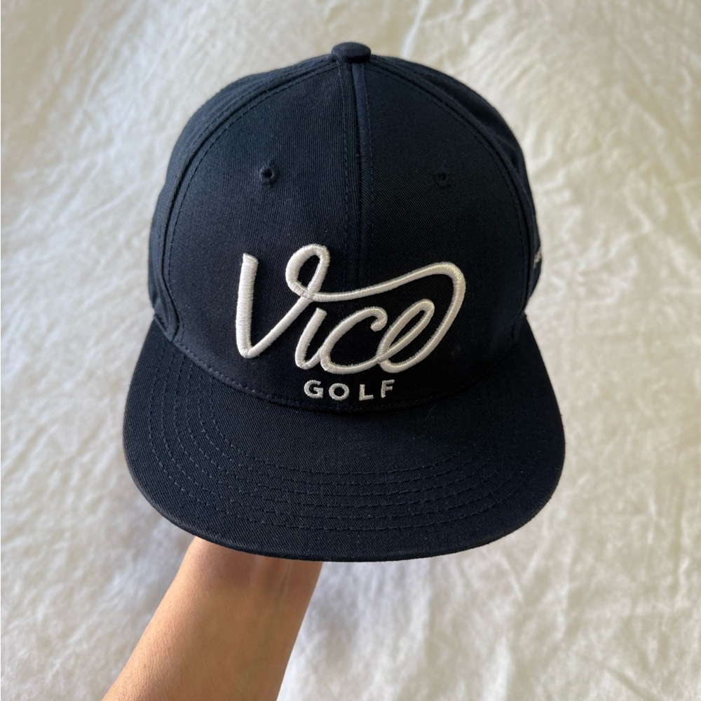 Vice | Golf Snapback Hat Blue White Script Adjustable